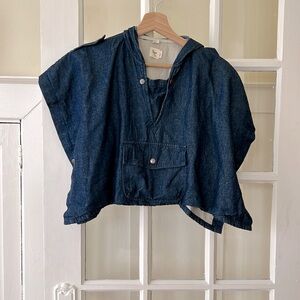 Nico Nico denim poncho, with hood and pockets, flexible size age 4-10